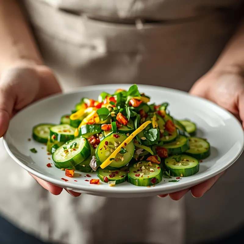 Asian Smashed Cucumber Salad with Soy Ginger Dressing