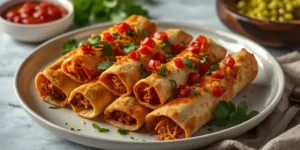 Baked Chicken Taquitos with Cheese and Salsa