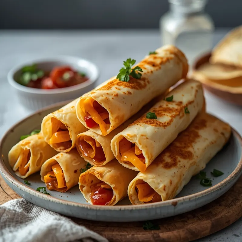 Baked Chicken Taquitos with Cheese and Salsa Baked Chicken Taquitos with Cheese and Salsa