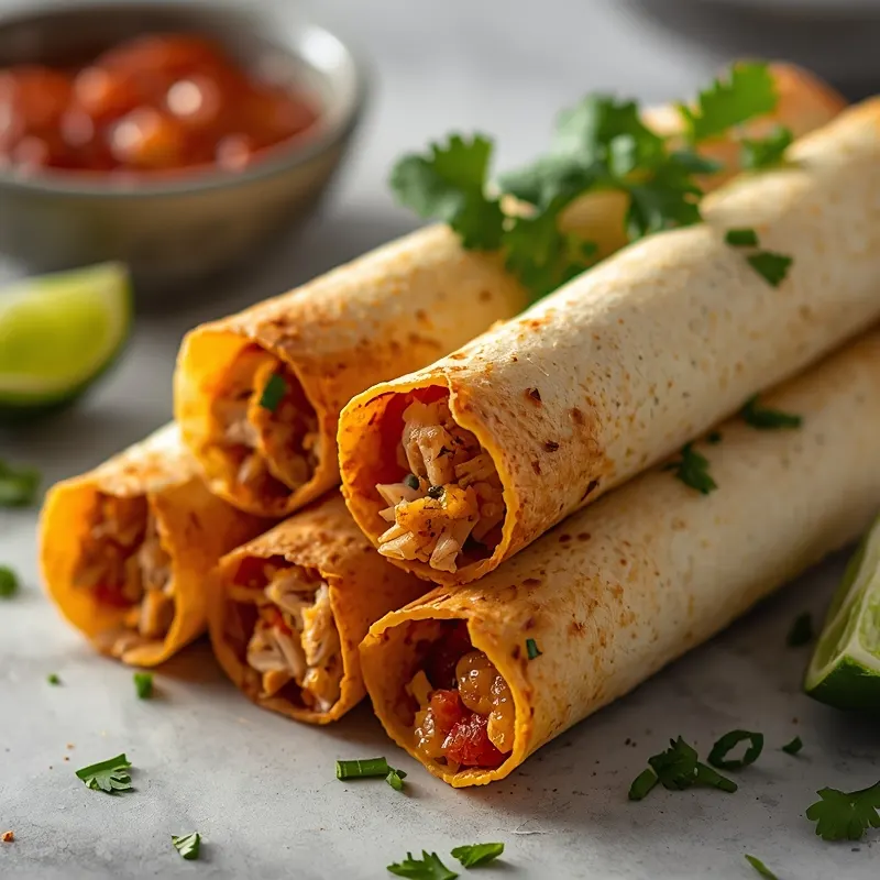 Baked Chicken Taquitos with Cheese and Salsa Baked Chicken Taquitos with Cheese and Salsa