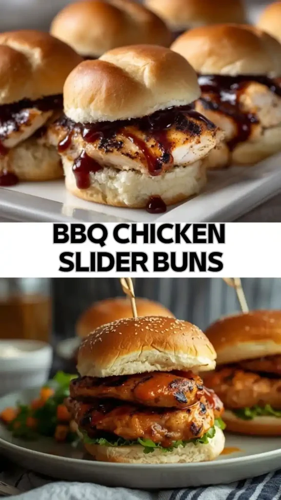 BBQ Chicken Slider Buns – Juicy Grilled Mini Sandwiches bbq chicken slider buns with grilled chicken and barbecue sauce on soft rolls