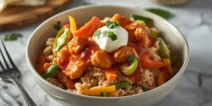 Buffalo Chicken Dip Bowl with Rice and Vegetables
