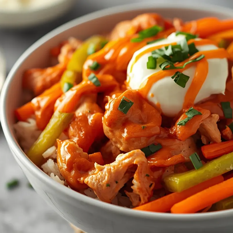 Buffalo Chicken Dip Bowl with Rice and Vegetables Buffalo Chicken Dip Bowl with Rice and Vegetables