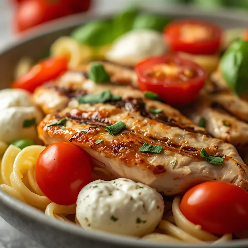 Chicken Caprese Pasta Salad with Grilled Chicken and Tomatoes Chicken Caprese Pasta Salad with Grilled Chicken and Tomatoes
