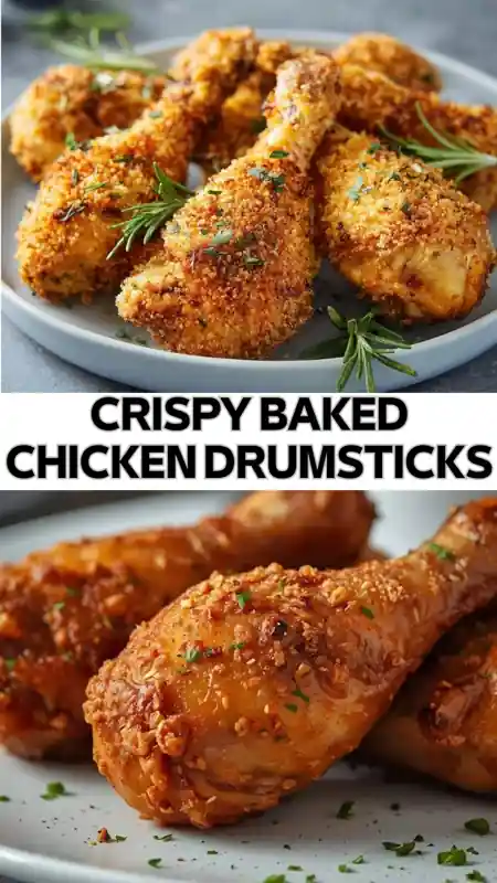 Crispy Baked Chicken Drumsticks (Easy & Juicy) crispy baked chicken drumsticks seasoned with herbs and spices on plate