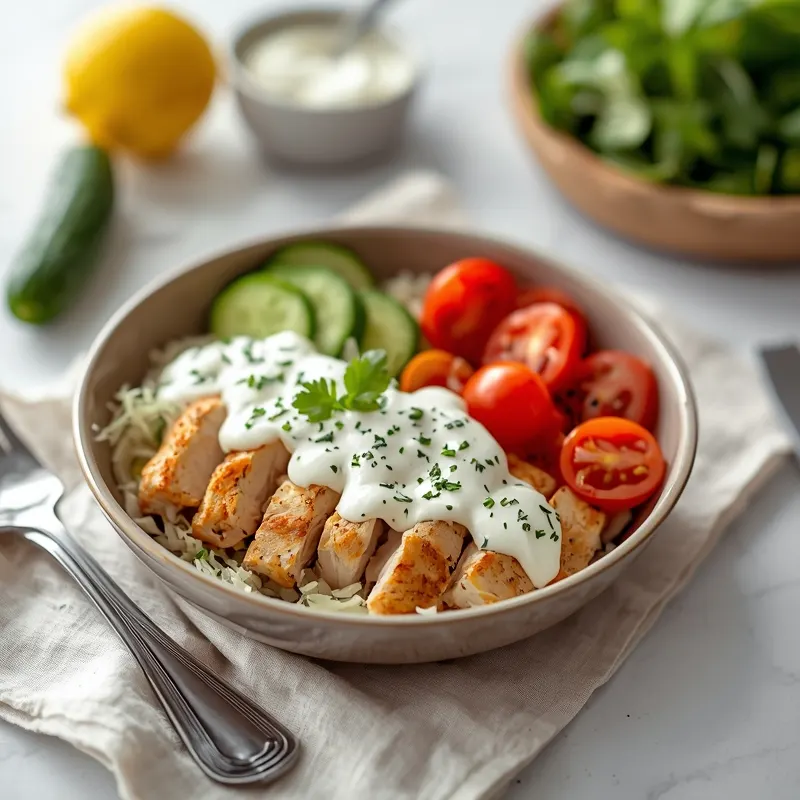 Creamy Chicken Gyro Bowl with Tzatziki Creamy Chicken Gyro Bowl with Tzatziki