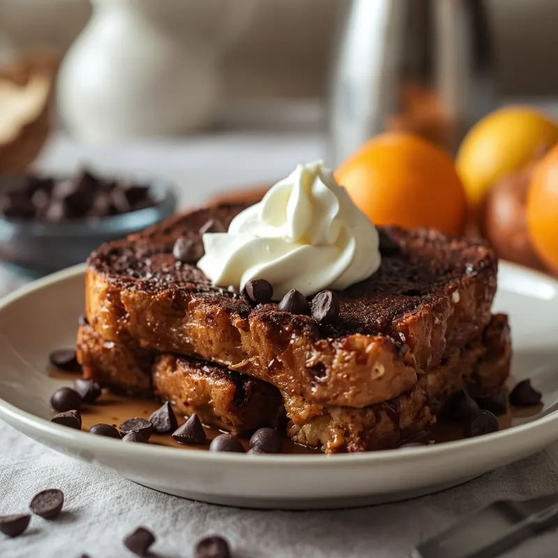 Chocolate Baked French Toast with Sweet Custard