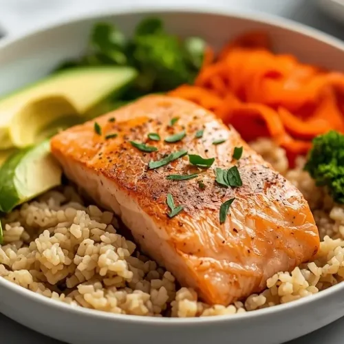 clean eating salmon rice bowl recipe