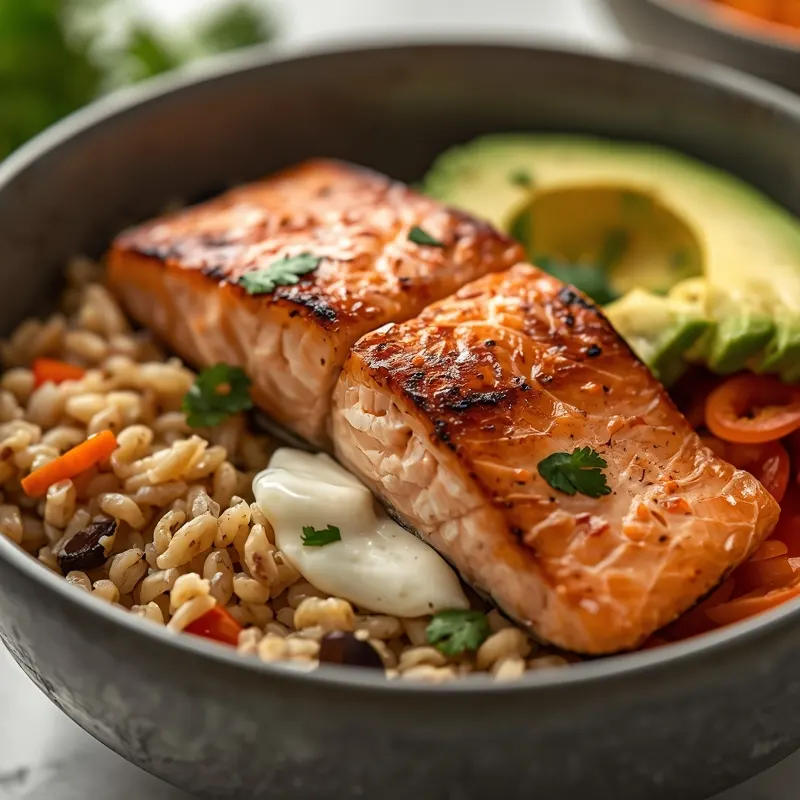 Fresh Clean Eating Salmon Rice Bowl with Light Flavors Fresh Clean Eating Salmon Rice Bowl with Light Flavors