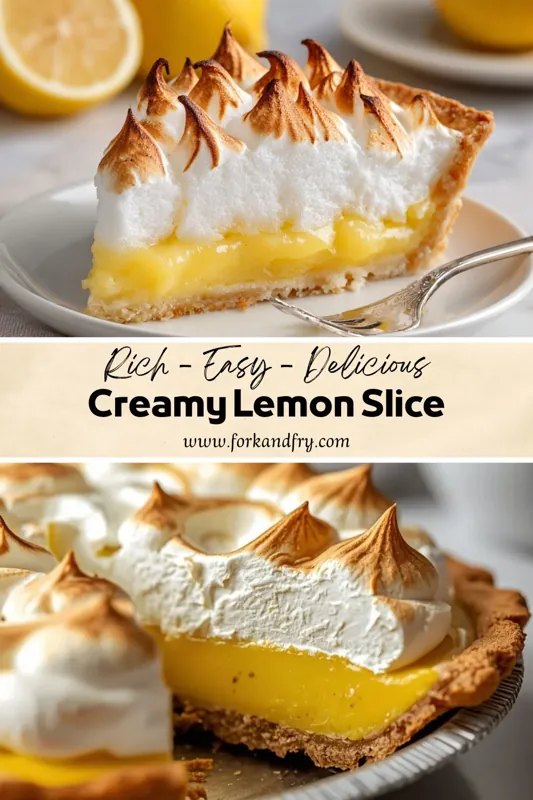Creamy Lemon Slice with Fluffy Meringue Topping creamy lemon slice with meringue topping and buttery crust