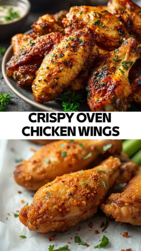 Crispy Oven Chicken Wings – Easy Baked Recipe with Perfect Crunch crispy oven baked chicken wings with golden skin and herbs served on plate