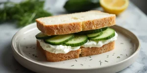 Cucumber Dill Sandwiches with Cream Cheese and Fresh Herbs
