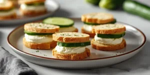 Mini Cucumber Sandwich Bites with Cream Cheese and Herbs