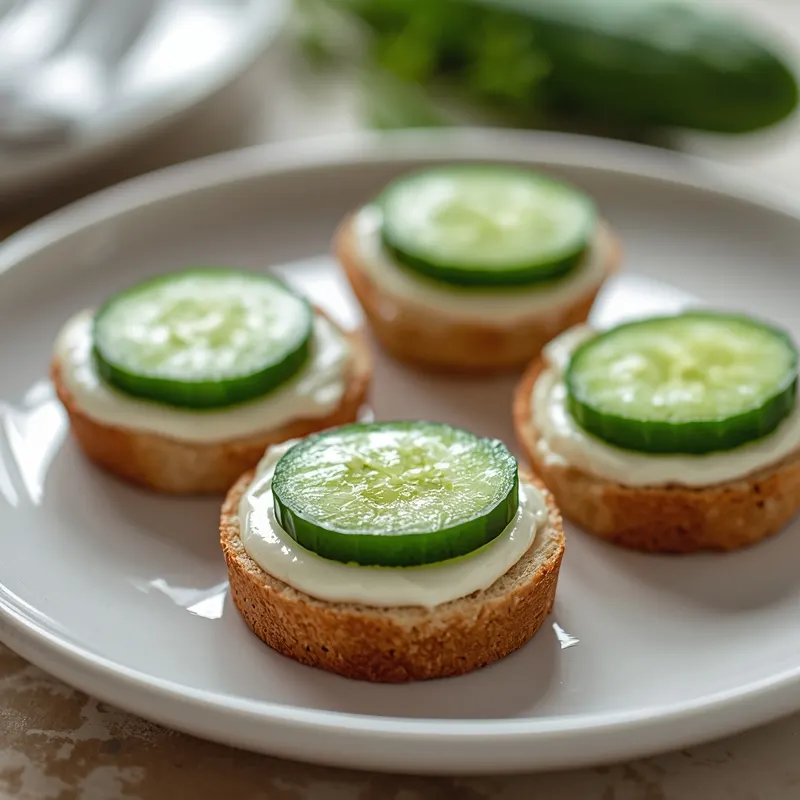 Mini Cucumber Sandwich Bites with Cream Cheese and Herbs