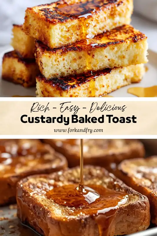 Custardy Baked Toast with Golden Syrup Drizzle custardy baked toast with caramelized edges and syrup drizzle