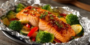 Honey Garlic Salmon in Foil with Vegetables