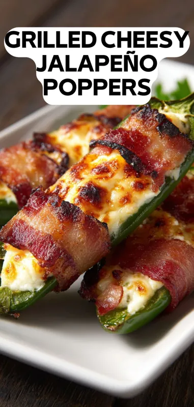 Grilled Cheesy Jalapeño Poppers – Bacon Wrapped Spicy Appetizer grilled cheesy jalapeno poppers wrapped in crispy bacon with melted cheese filling