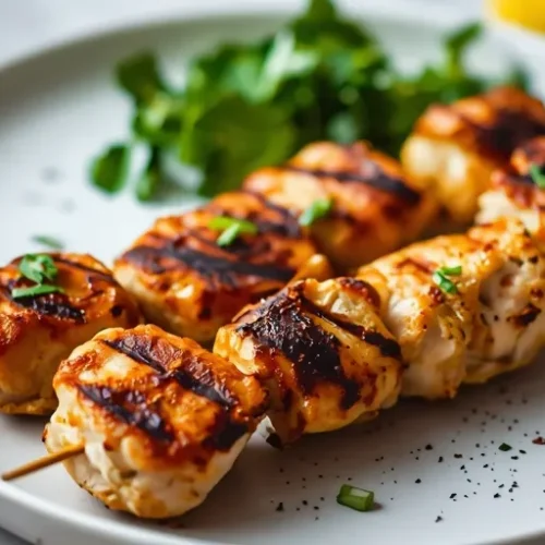 grilled chicken thigh skewers meal prep recipe