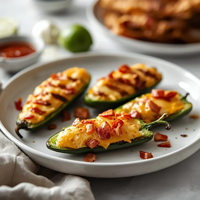 Grilled Jalapeño Poppers with Bacon for BBQ Grilled Jalapeño Poppers with Bacon for BBQ