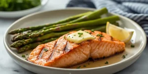 Grilled Salmon in Foil with Garlic Butter and Asparagus