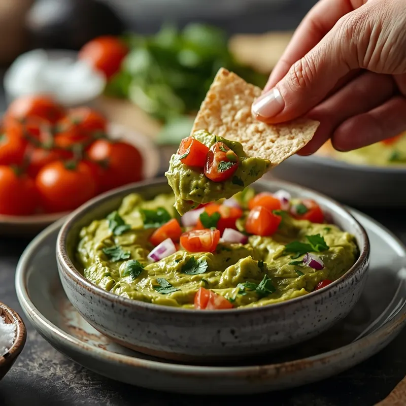 Chunky Guacamole Dip with Tomatoes and Cilantro