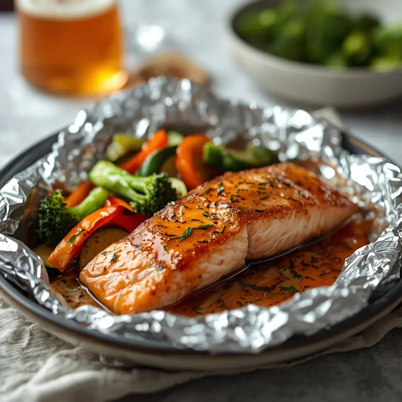 Honey Garlic Salmon in Foil with Vegetables