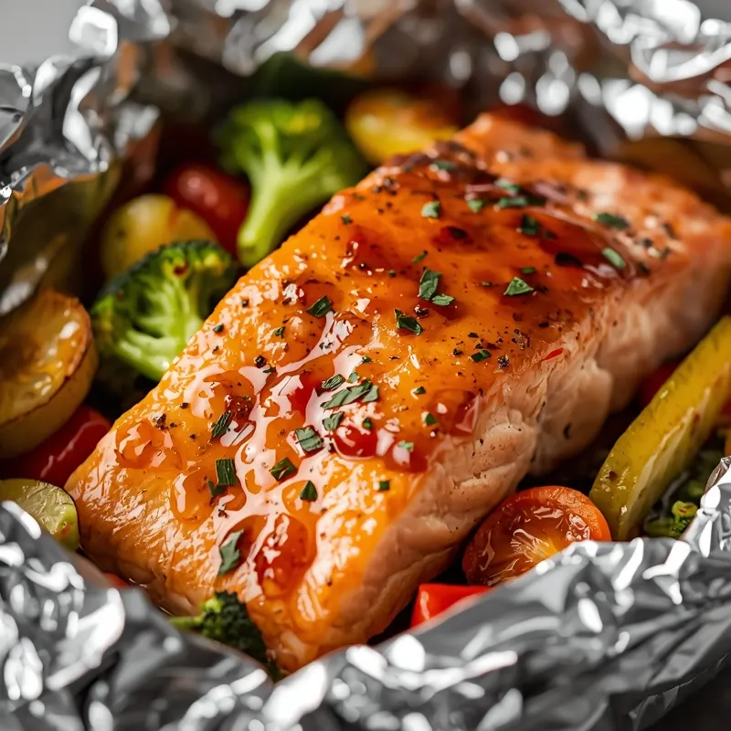 Honey Garlic Salmon in Foil with Vegetables