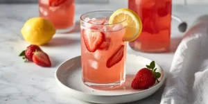 Pink Strawberry Lemonade with Aesthetic Summer Drink Style