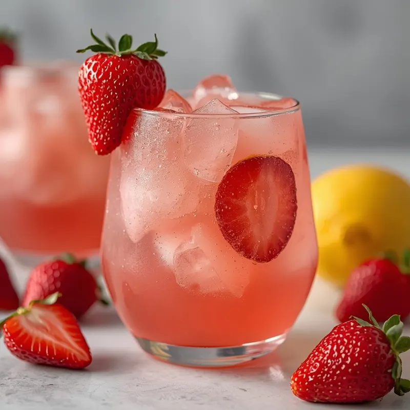 Pink Strawberry Lemonade with Aesthetic Summer Drink Style Pink Strawberry Lemonade with Aesthetic Summer Drink Style