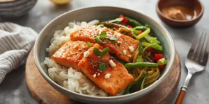 Light Salmon Noodle Rice Bowl Fusion for Brunch Ideas