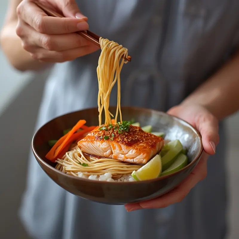 Light Salmon Noodle Rice Bowl Fusion for Brunch Ideas Light Salmon Noodle Rice Bowl Fusion for Brunch Ideas