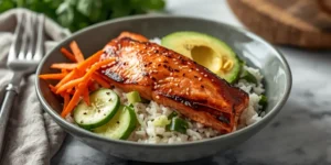 Creamy Salmon Salad Rice Bowl for Healthy Lunch Prep