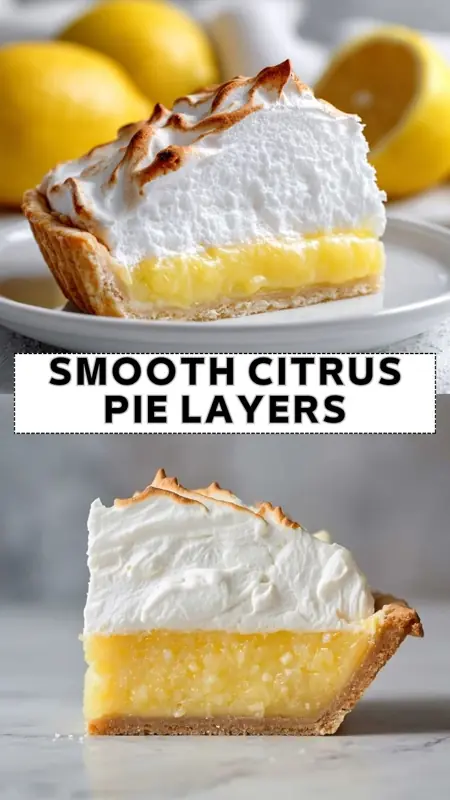 lemon meringue pie slice showing smooth citrus filling and fluffy toasted topping