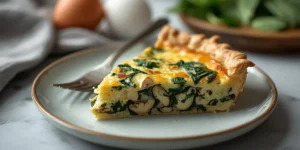 Crustless Spinach and Mushroom Quiche with Cheese