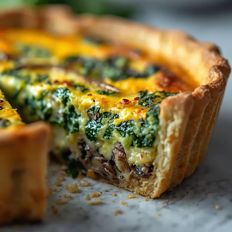 Crustless Spinach and Mushroom Quiche with Cheese