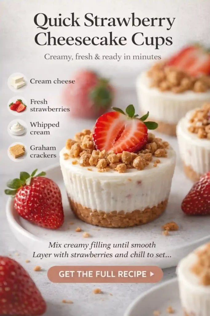 Quick Strawberry Cheesecake Cups Creamy No Bake Dessert quick strawberry cheesecake cups with creamy filling graham crust and fresh strawberries