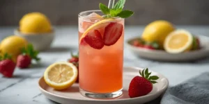 Fresh Strawberry Lemonade with Real Strawberries and Lemon Juice