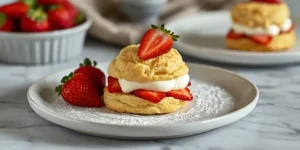 Strawberry Shortcake with Fluffy Biscuits and Fresh Cream