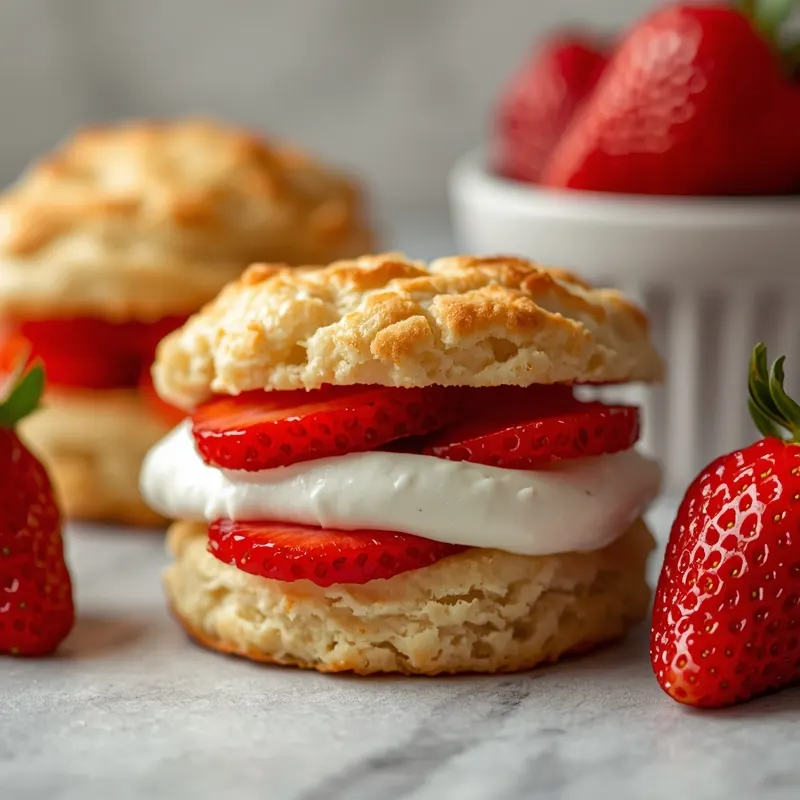 Strawberry Shortcake with Fluffy Biscuits and Fresh Cream Strawberry Shortcake with Fluffy Biscuits and Fresh Cream