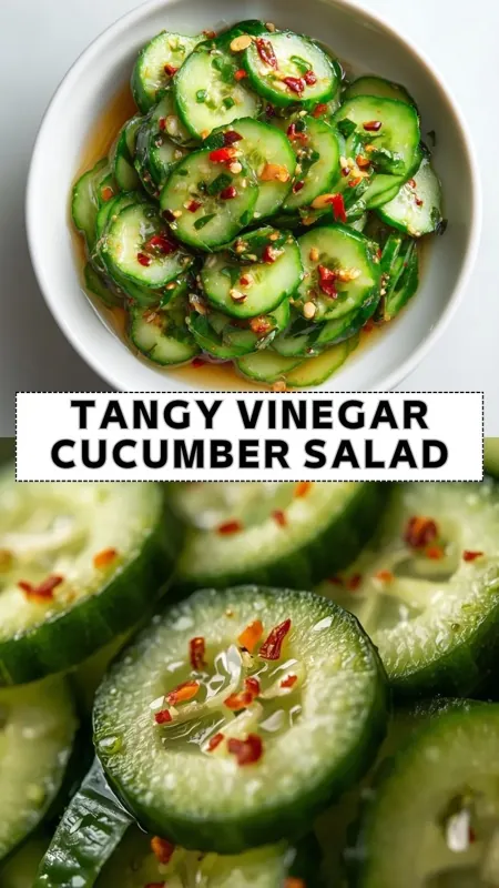 Tangy Vinegar Cucumber Salad – Fresh & Easy Crunchy Side Dish tangy vinegar cucumber salad with sliced cucumbers chili flakes and herbs in dressing
