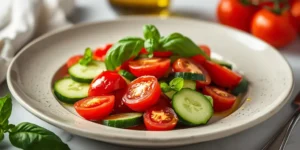 Juicy Tomato Basil Cucumber Salad for Party Platters