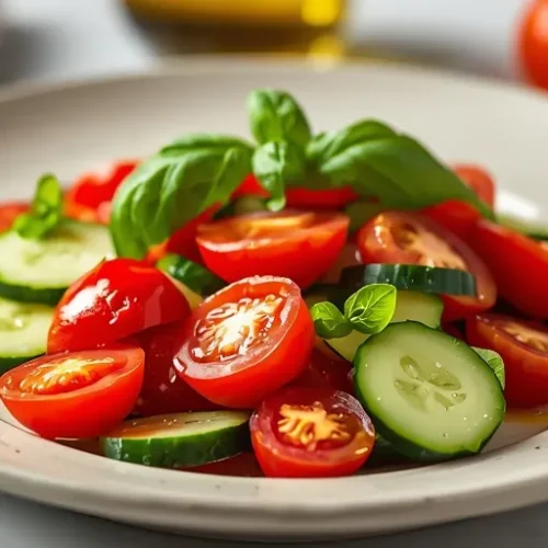 tomato basil cucumber salad party recipe