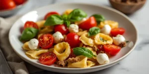 Tortellini Caprese Pasta Salad with Mozzarella and Basil