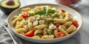 Chilled Avocado Chicken Pasta Salad for Meal Prep