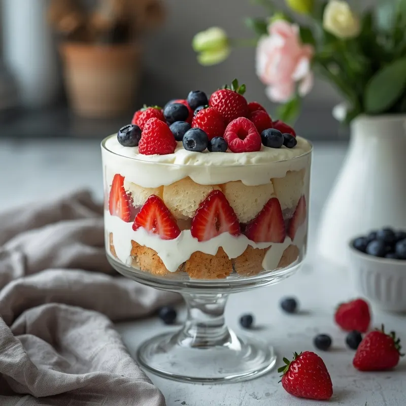 Light Berry Angel Food Cake Trifle for Hot Summer Days