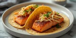 Smoky Blackened Salmon Tacos with Crunchy Slaw
