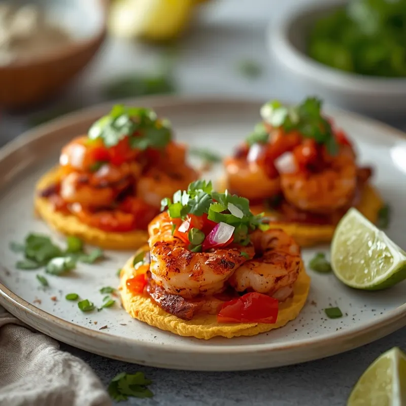 Loaded Blackened Shrimp Tostadas for Mexican Style Dinners