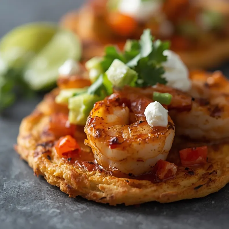 Loaded Blackened Shrimp Tostadas for Mexican Style Dinners