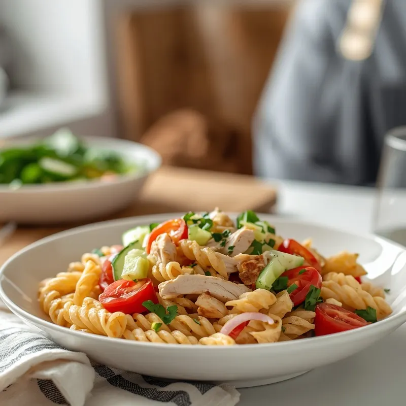 Healthy Chicken Pasta Salad Lunch