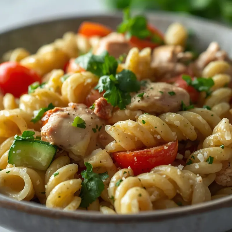 Healthy Chicken Pasta Salad Lunch